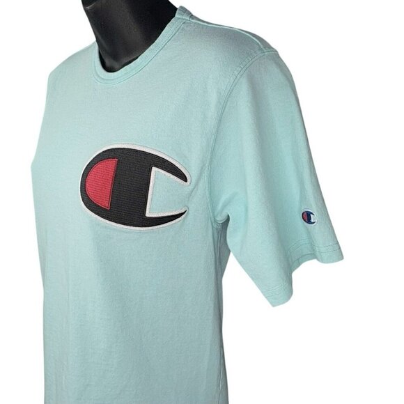 VTG Y2K Champion Short Sleeve T C Logo Light Mint Green Women’s S BLOKETTE - Picture 2 of 7